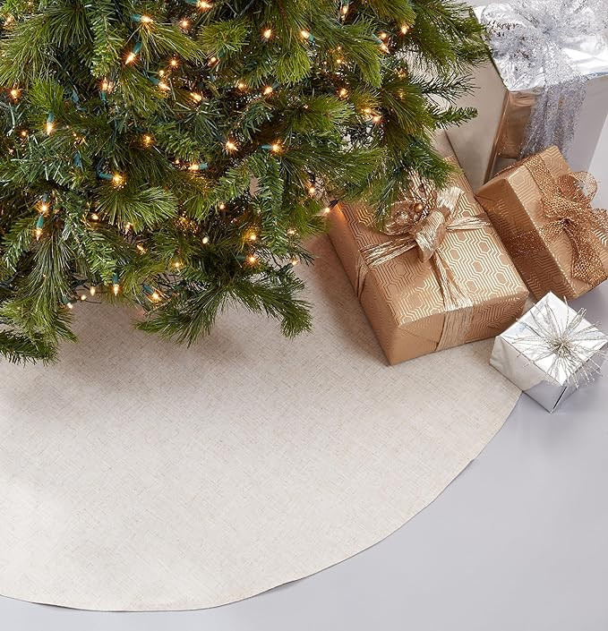Saro Lifestyle Toscana Tree Skirt with Piping, 56", Natural | Amazon (US)