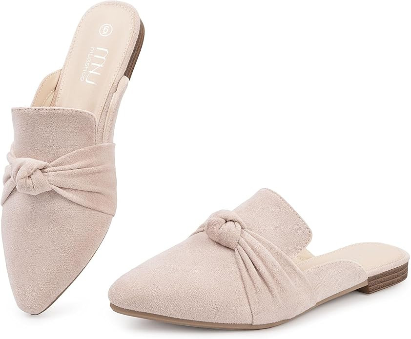 MUSSHOE Mules for Women Flats Comfortable Pointed Toe Slip on Women Mules Flats… | Amazon (US)