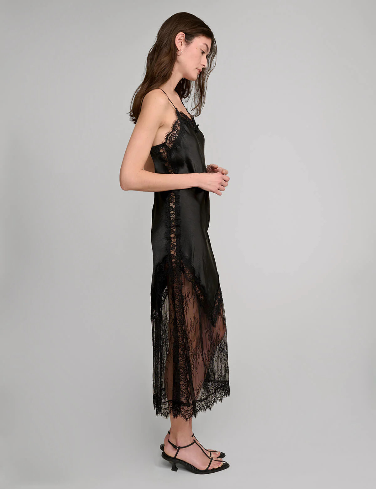 Satin Lace Panel Dress | Pixie Market