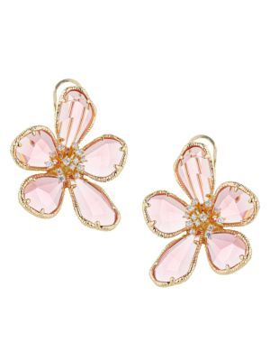 Georgia 18K Goldplated & Cubic Zirconia Flower Earrings | Saks Fifth Avenue OFF 5TH