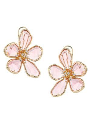 Georgia 18K Goldplated & Cubic Zirconia Flower Earrings | Saks Fifth Avenue OFF 5TH