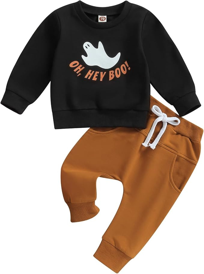 Infant Baby Boy Halloween Pants Outfits Long Sleeve Shirts Pumpkin Sweatshirt Pants Infant Fall W... | Amazon (US)