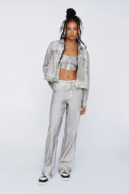 Distressed Metallic Coated Denim Jeans | Nasty Gal (US)