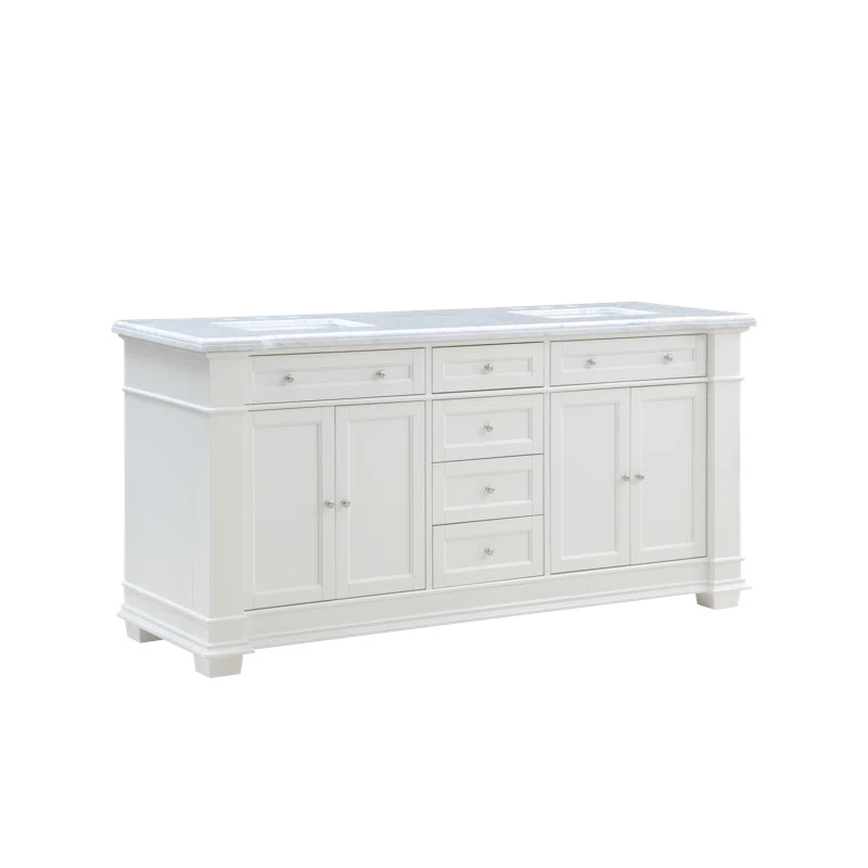 Merrimack 72'' Free-standing Double Bathroom Vanity with Marble Vanity Top | Wayfair Professional