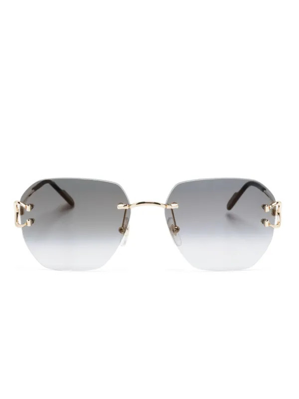Cartier Eyewear Signature C Rimless Sunglasses | Gold | FARFETCH | Farfetch Global