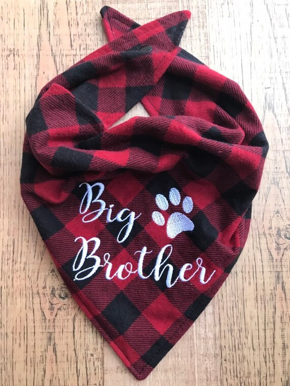 Big Brother snap red and black buffalo check buffalo plaid Dog Bandanna Pregnancy Announcement Sn... | Etsy (US)