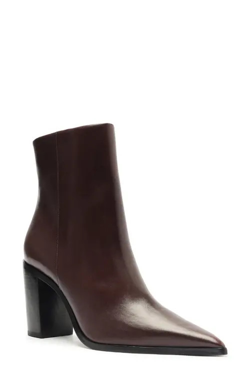 Schutz Mikki Pointed Toe Block Heel Bootie in Brown at Nordstrom, Size 11 | Nordstrom