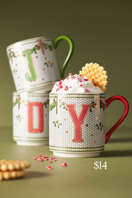 Anthologies Customized Festive Bistro Tile Monogram Mug. My favorite stocking stuffer / Christmas gift. So beautiful and so affordable. These will be selling out fast so grab them while all letters are available. You can also buy more from this festive tile collection. Festive Bistro Tile Dessert Plate / Festive Bistro Tile Butter Dish / Festive Bistro Tile Pie Dish / Festive Bistro Tile Salt & Pepper Shakers / Festive Bistro Tile Coaster / Festive Bistro Spoon Rest 

#christmas #anthropologie #present #gift #bistrotile #christmastable #christmaskitchen 

#LTKHoliday #LTKGiftGuide #LTKhome