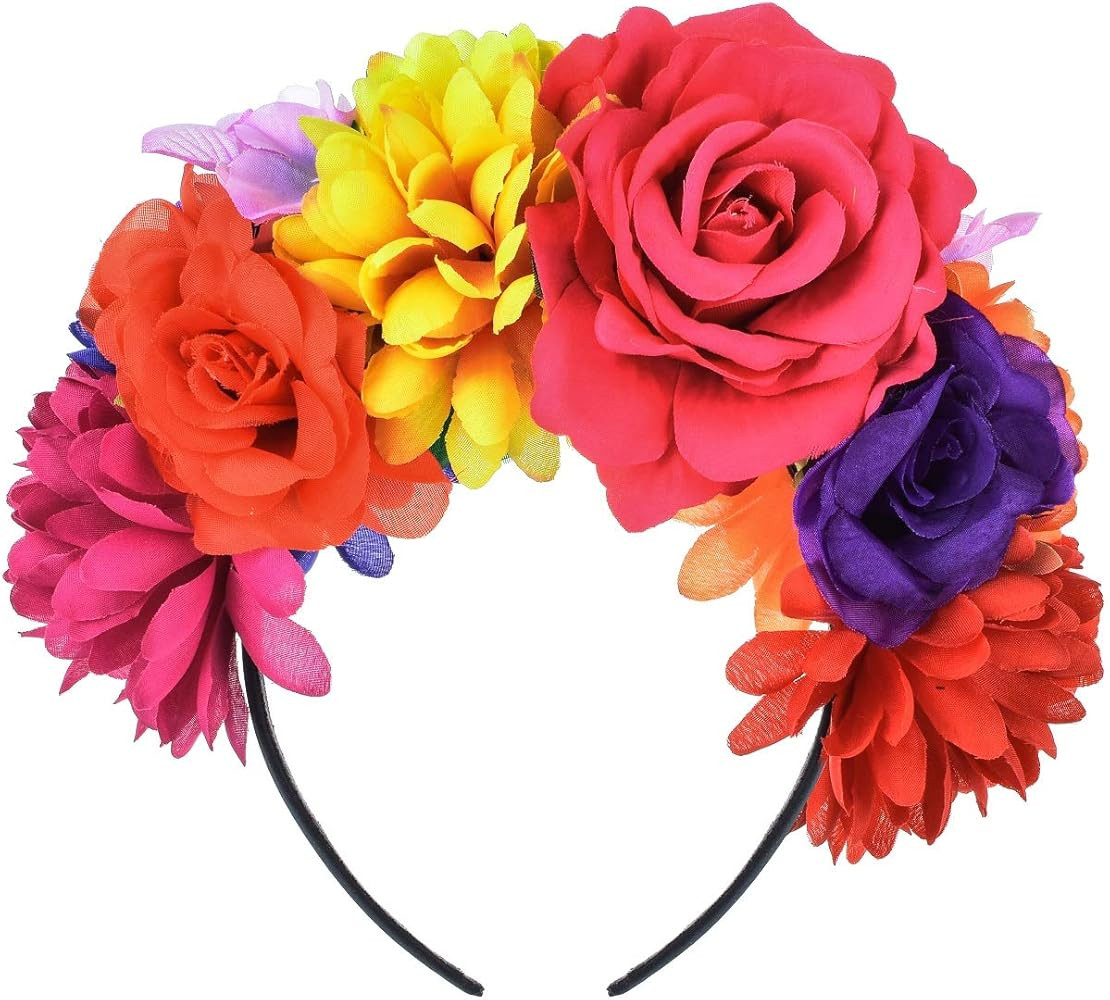 Rose Flower Crown Headband HalloweenCinco De Mayo Party Costume Headpiece NC26 | Amazon (US)