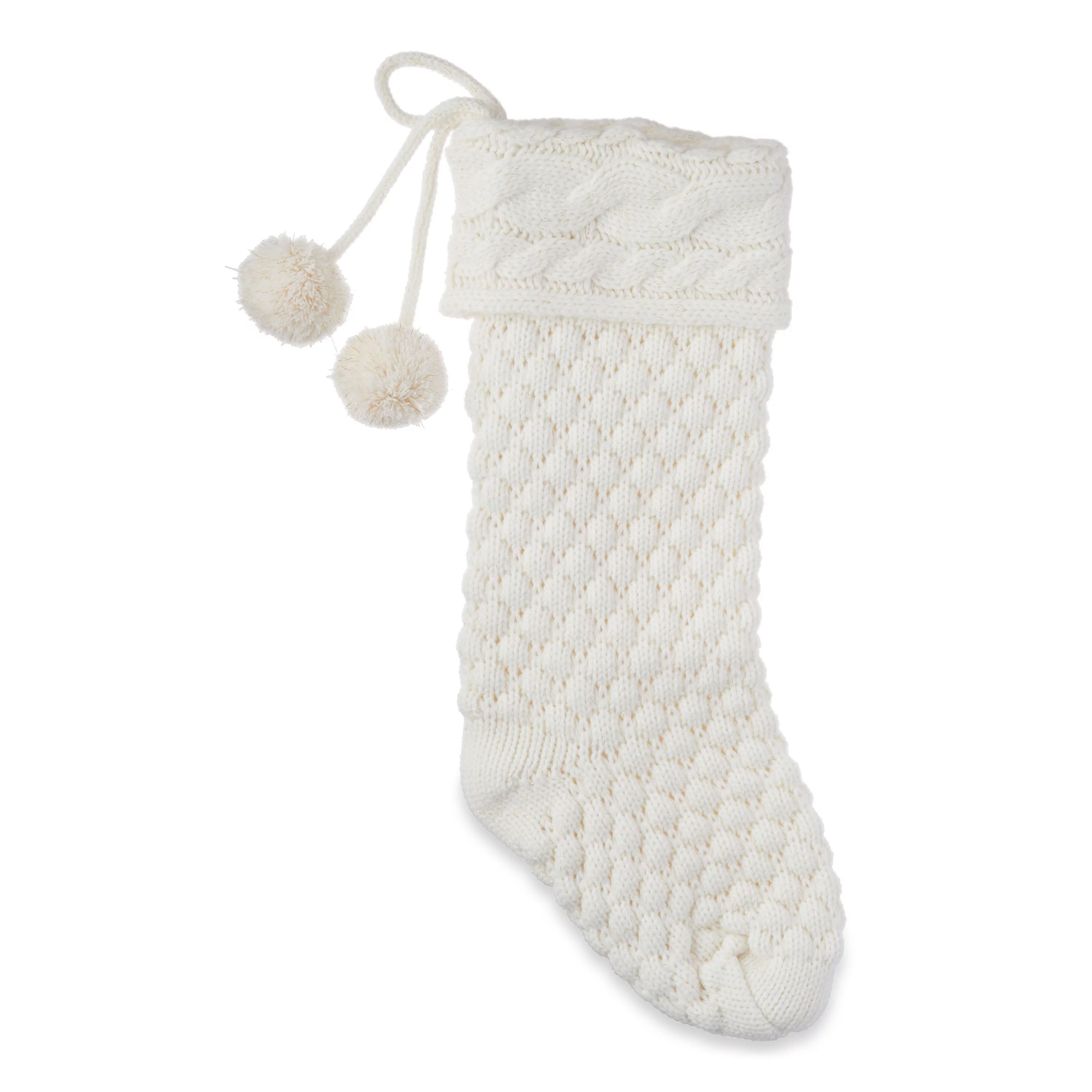 Holiday Time 20inch Ivory Cable Knit Christmas Stocking - Walmart.com | Walmart (US)