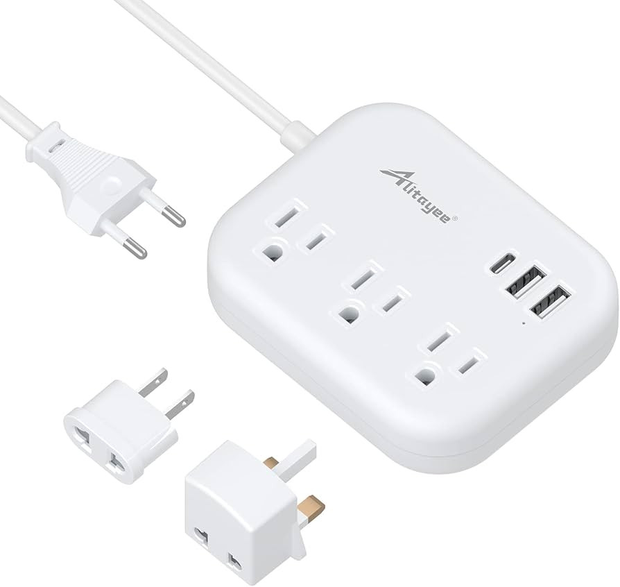 European Plug Adapter, Alitayee EU/UK/US Travel Power Strip with 3 Outlets 3 USB Ports, Internati... | Amazon (US)