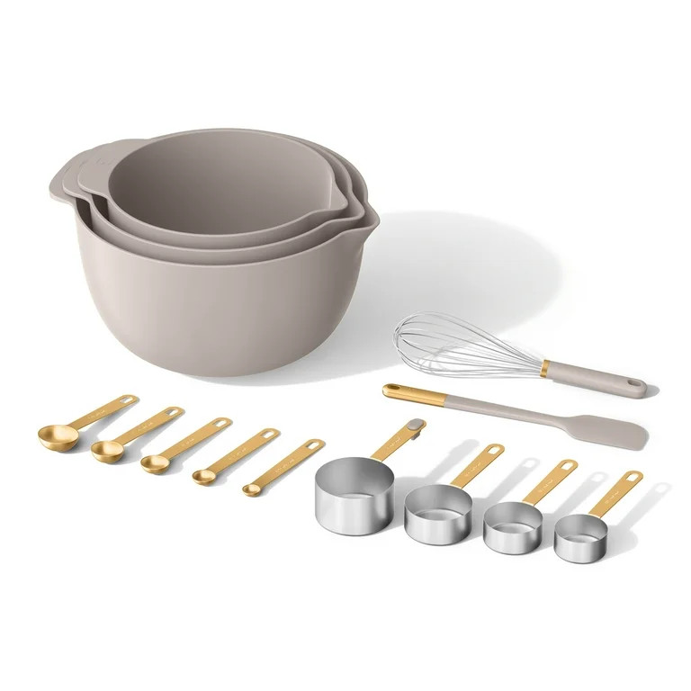 Beautiful 14-Piece Mix & Measure Set, Porcini Taupe by Drew Barrymore - Walmart.com | Walmart (US)