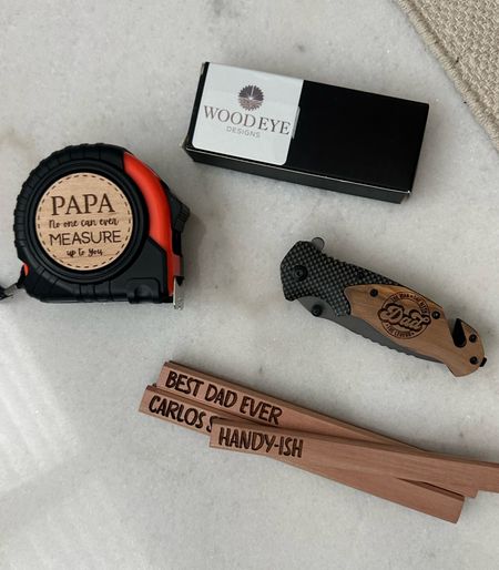 @Woodeyedesignllc Father’s Day gift ideas with this cute tape measure, knife and pencils they also have a tray, hammer and some other personalized gift ideas, all great for dad or anytime. #fathersday #giftsfordad  #fathersdsygiftideas #hanmer #carpenterpencils ##knife #engravedgiftsfordad #measuretape #tapemeasure #giftsforpapa 

#LTKHome #LTKSeasonal #LTKFindsUnder50