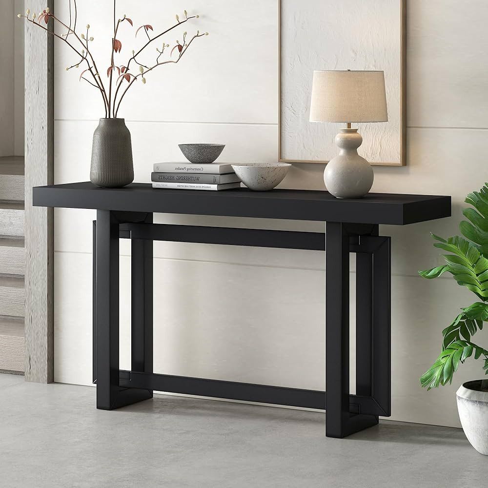 Merax Wood Entryway Console Table, Modern Line Frame with Industrial Concrete Top, for Living Roo... | Amazon (US)