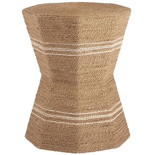 Sam Coastal Beach Brown Abaca Rope Octagonal Side End Table | Kathy Kuo Home