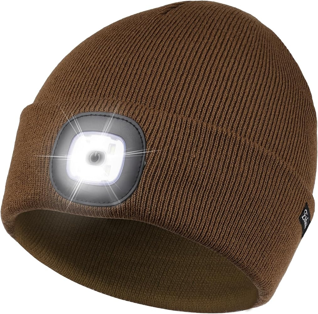 Etsfmoa Unisex Beanie with The Light Gifts for Men Dad Father USB Rechargeable Caps | Amazon (US)