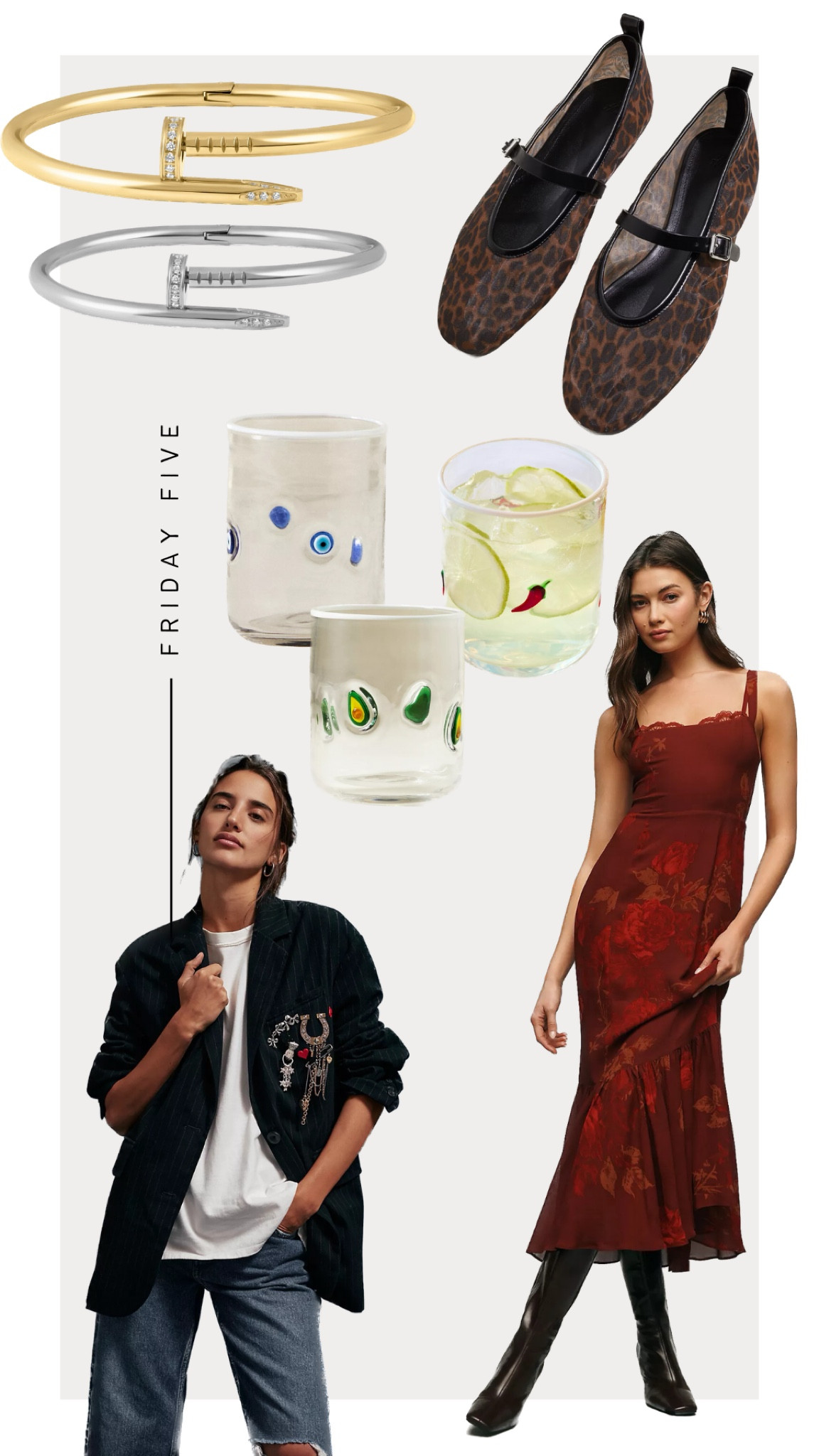 Friday Five: 2/28/25
Shop My Wishlist 

1. Reformation Irisa Midi Dress
2. Free People Reggie Blazer 
3. Nailed It Bracelet from Electric Picks - use code: WildOne20
4. Leopard mesh flats 
5. Anthropologie Icon Glass



#LTKStyleTip #LTKHome #LTKShoeCrush