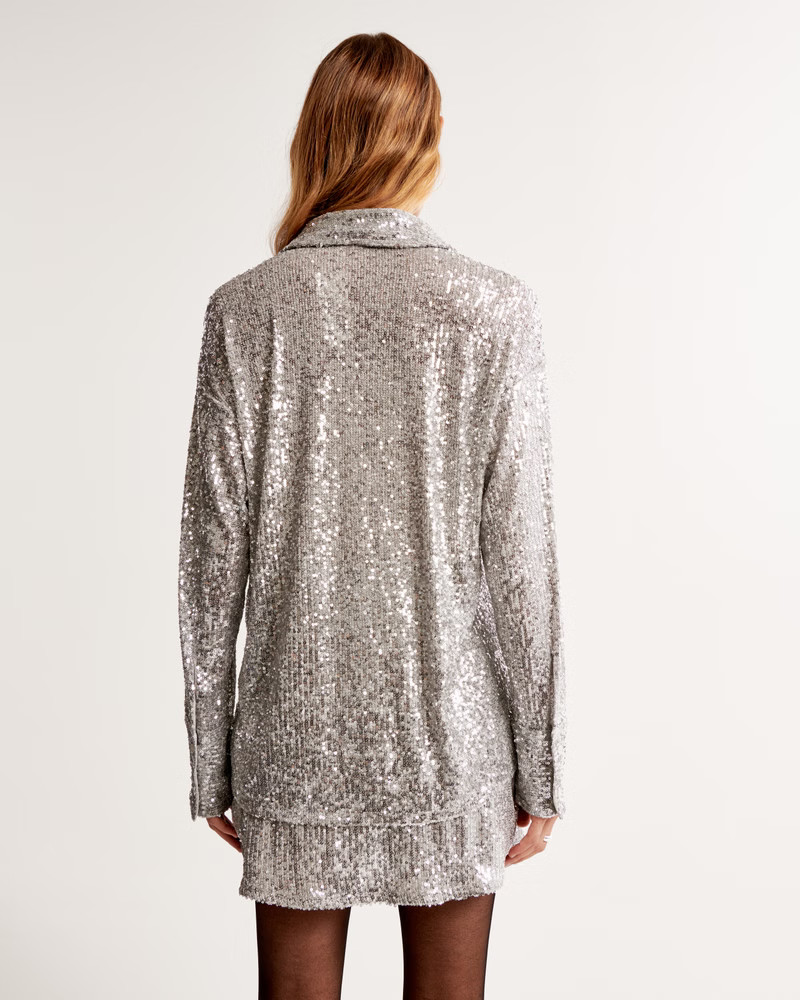 Women's Long-Sleeve Sequin Button-Up Shirt | Women's Tops | Abercrombie.com | Abercrombie & Fitch (US)