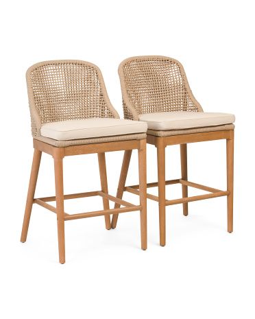 Set Of 2 Outdoor Rope Counter Stools With Cushion | TJ Maxx