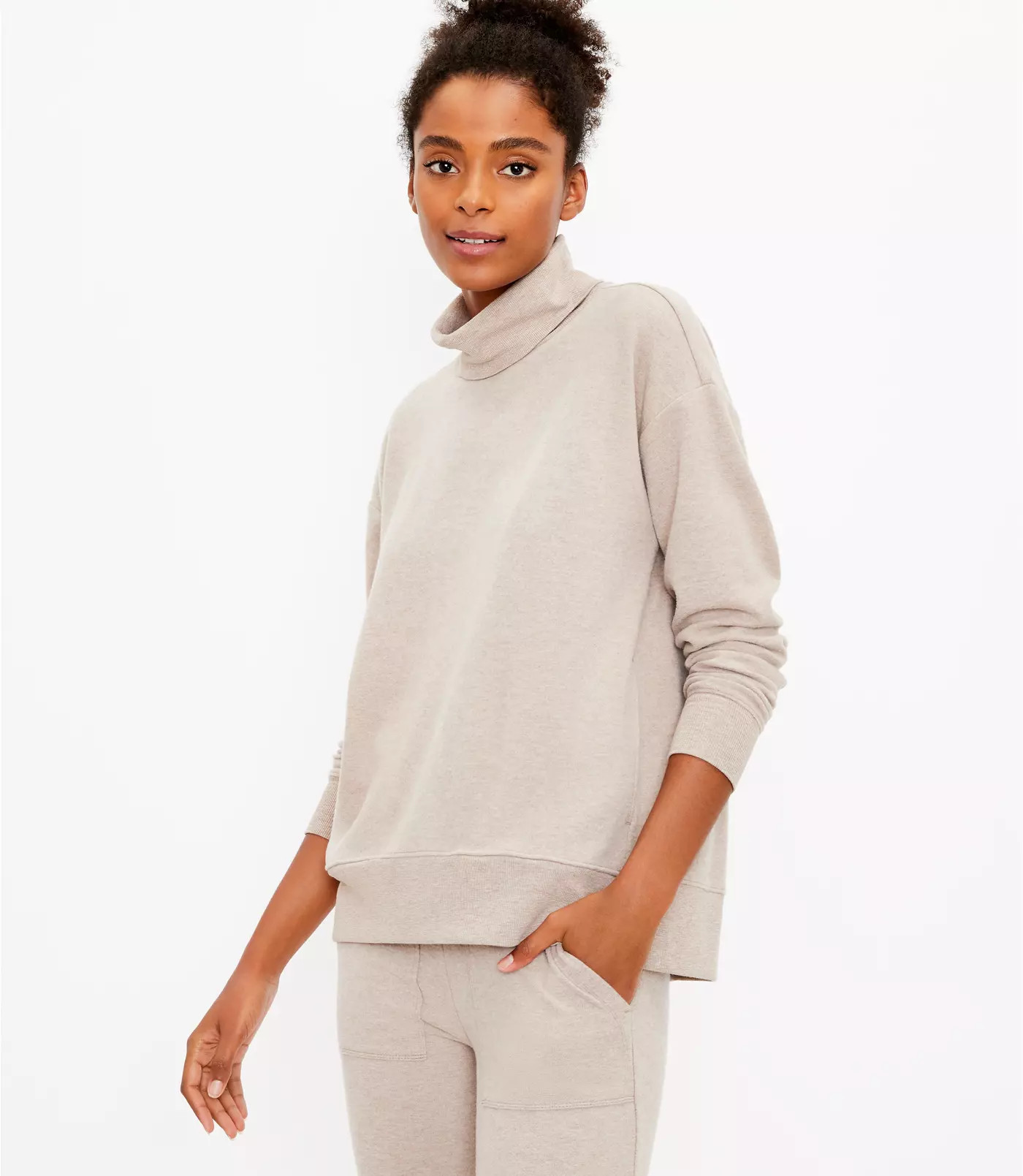 Lou & Grey Brushed Up Turtleneck Pocket Top | LOFT