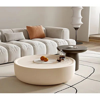 Cloud Cream Round Coffee Table Set – Solid Wood Accent Tables For Living Room, Modern Minimalist Movable Side Tables, Luxury Tea Table For Small Space | Wayfair North America