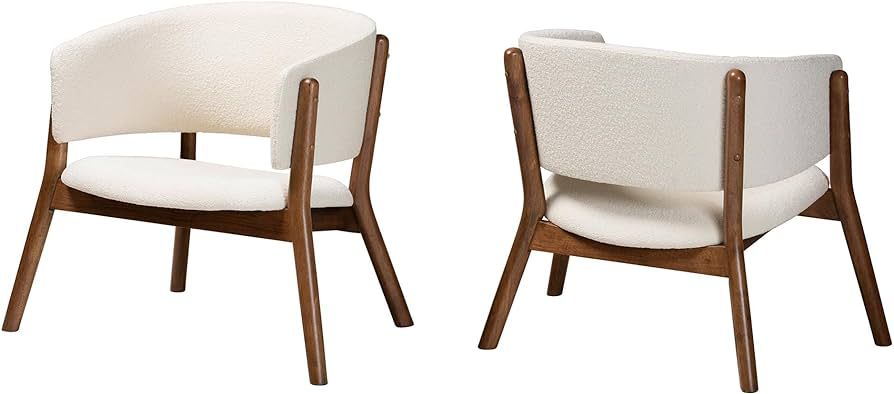 Baxton Studio Baron Chairs, Set of 2, Cream/Walnut Brown | Amazon (US)