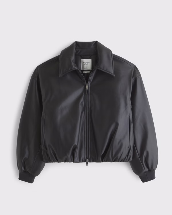 Women's Vegan Leather Bubble Hem Coat | Women's Coats & Jackets | Abercrombie.com | Abercrombie & Fitch (UK)