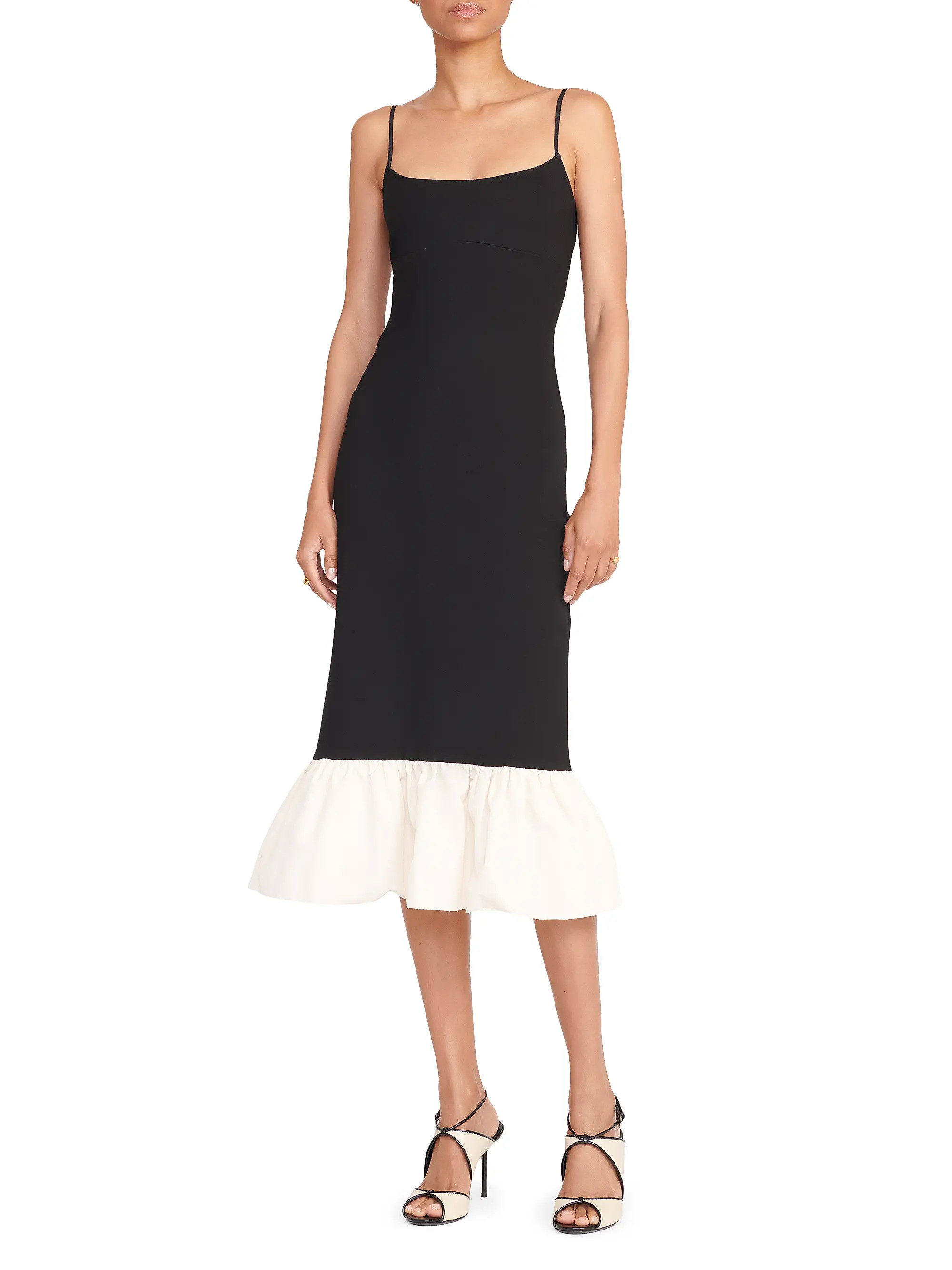 Faridah Two-Tone Flounce Midi-Dress | Saks Fifth Avenue
