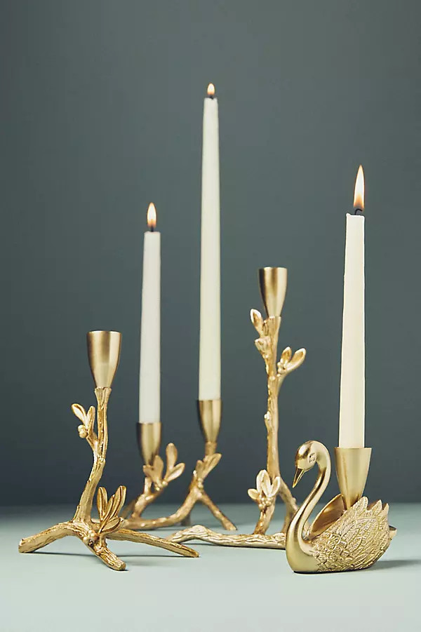 Camille Gilded Metal Candle Holder | Anthropologie (US)