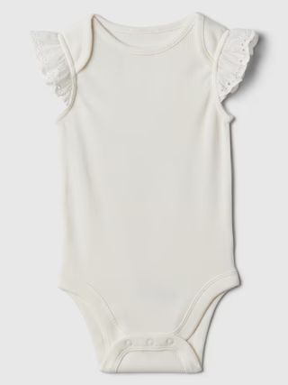 Baby Ribbed Flutter Sleeve Bodysuit | Gap Factory
