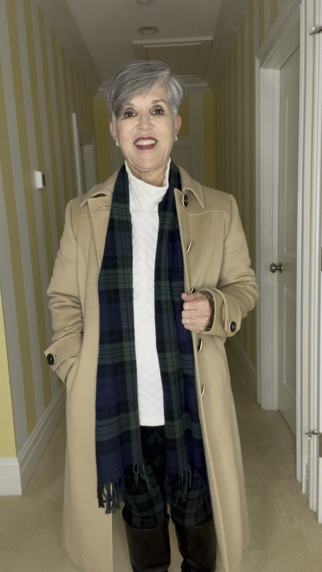 Save this look if you want a classic but chic winter look that’s also perfect for the holidays 🎄.  Great for a lunch with your friends or a tea 🫖! Black watch plaid scarf from @landsend, leggings (M) from @jcrewfactory or similar pants from @talbotsofficial!  Pair the plaid items with this darling quilted mock turtleneck from @jcrewfactory (M) (other colors are available too!). Lastly I’m wearing black leather riding boots and a tan camel hair coat.  Such a perfect coat that you will wear forever! 

#LTKfindsunder50 #LTKHoliday #LTKSeasonal