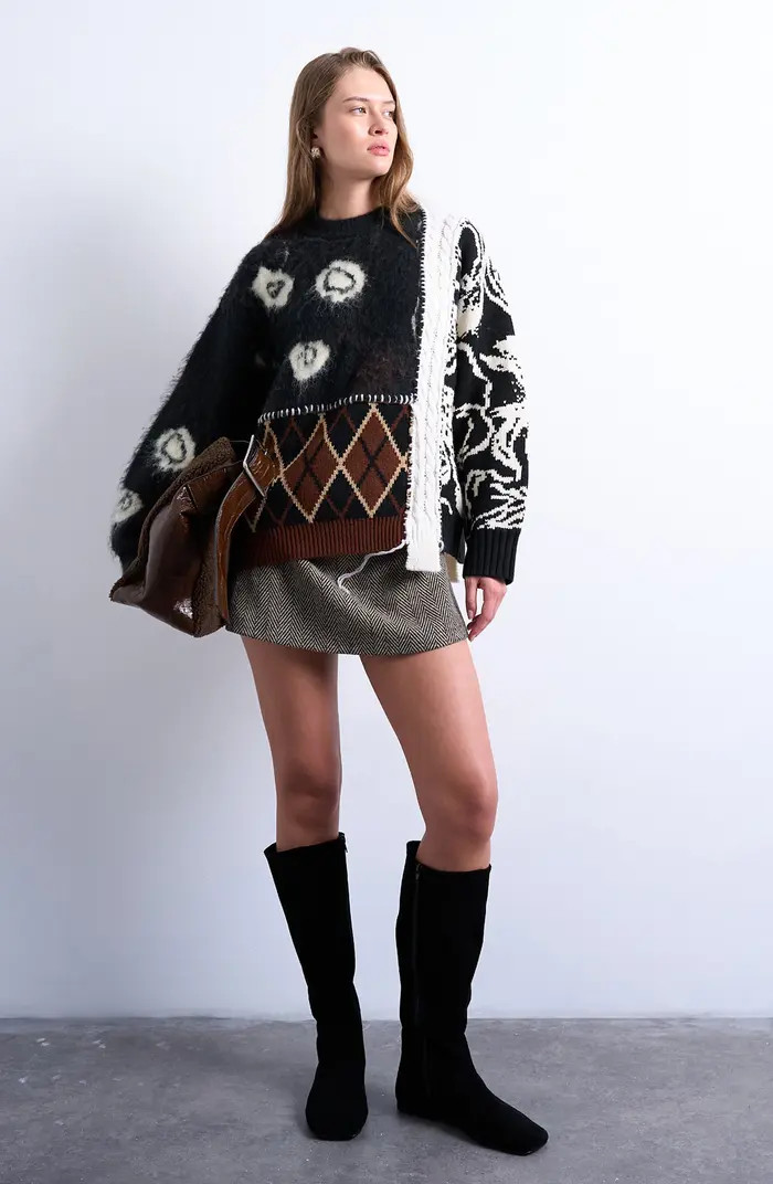 Topshop Patchwork Intarsia & Argyle Sweater | Nordstrom | Nordstrom