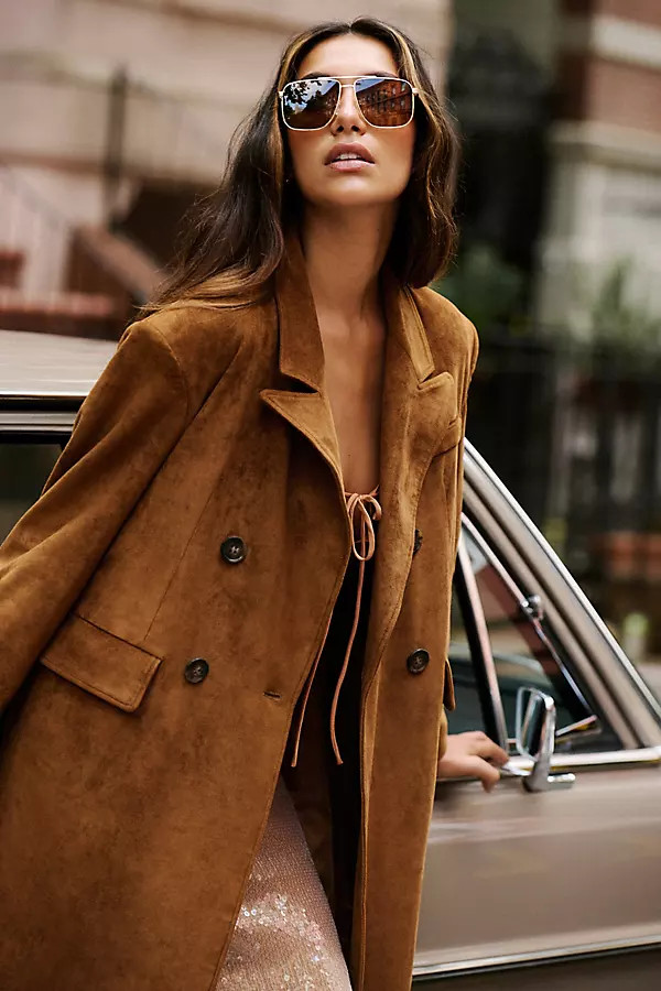 By Anthropologie Faux-Suede Trench Coat | Anthropologie (US)
