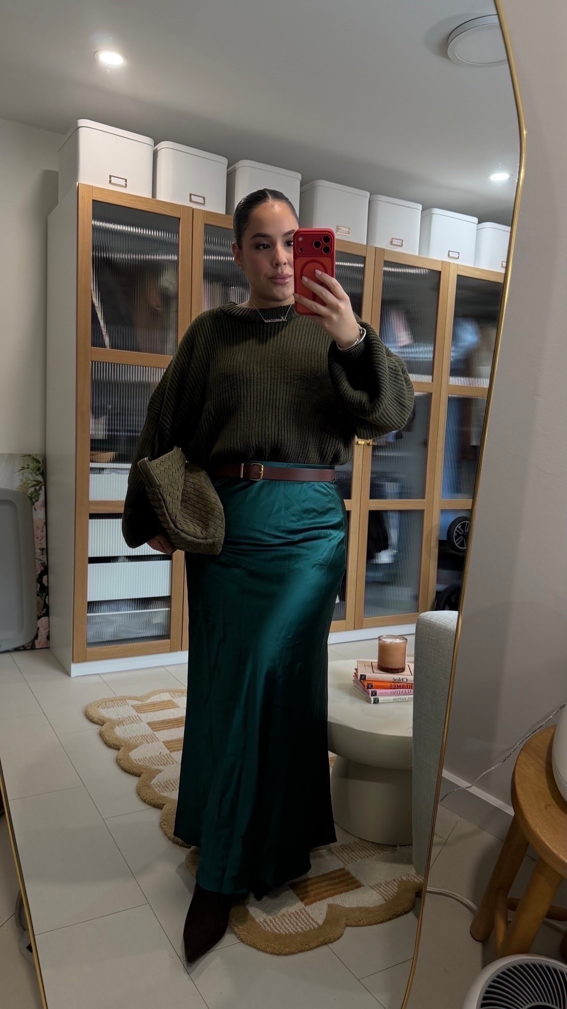 This oversized chunky knit sweater and satin maxi skirt combo is perfect for the office holiday party. Wearing size L in everything!



#LTKSeasonal #LTKHoliday #LTKMidsize