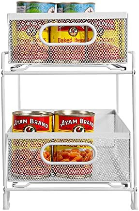 2-Tier Under Sink Cabinet Organizer, Mesh Sliding Storage Drawer, Desktop Organizer for Kitchen B... | Amazon (US)