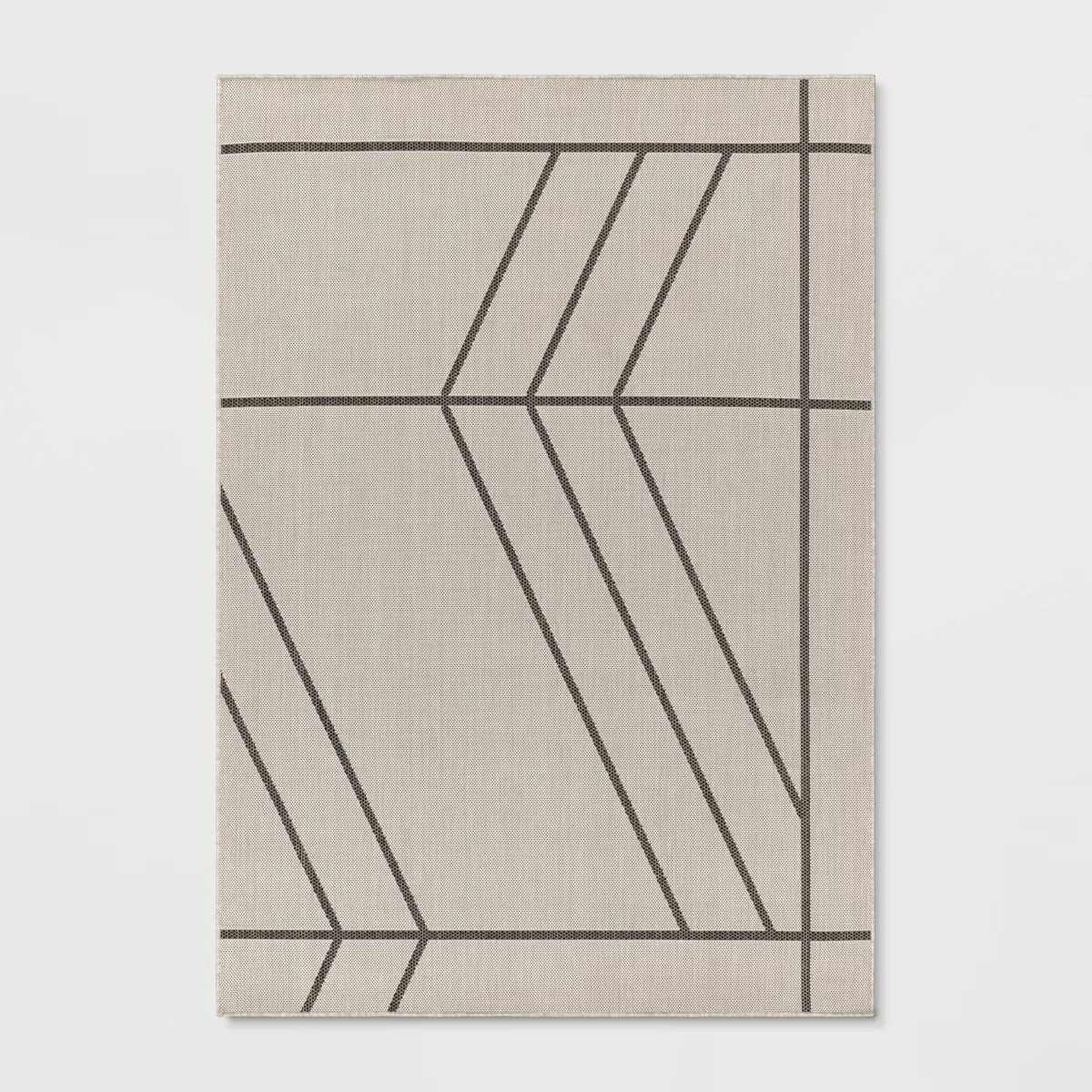 Modern Linear Geo Rectangular Woven Indoor Outdoor Area Rug Black/Tan - Threshold™ | Target