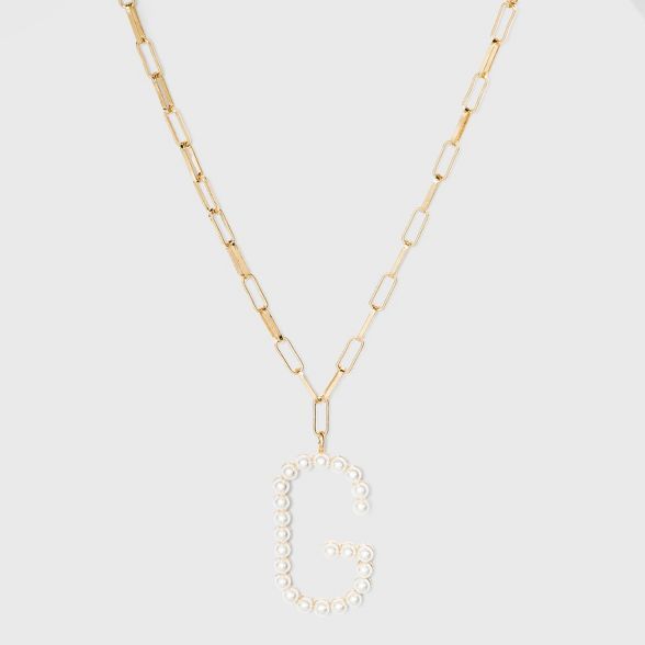 SUGARFIX by BaubleBar Pearl Initial Pendant Necklace - Pearl | Target