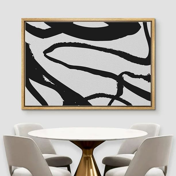 Wall26 Framed Canvas Print Wall Art Swirling Dark Lines on Gray Background Abstract Shapes Illust... | Walmart (US)