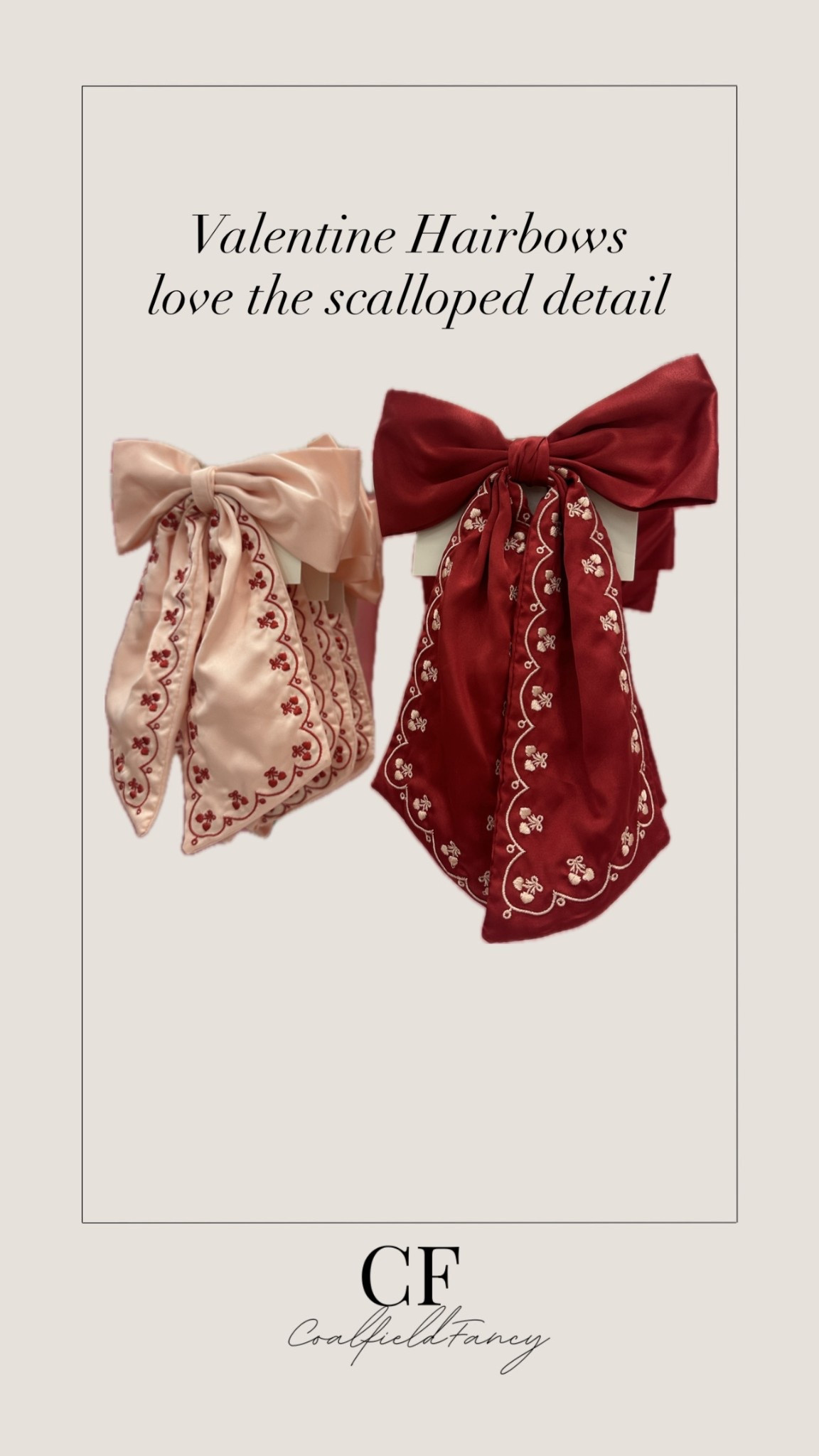 Valentine hair bows I love the scallop detail! 
Valentine accessories

#LTKFindsUnder50