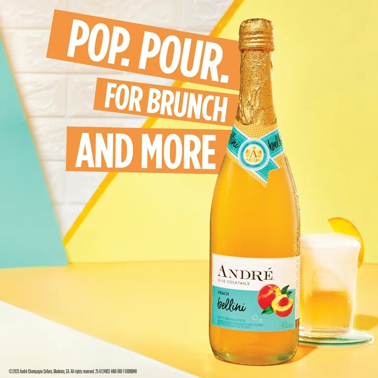 Andre Peach Bellini Sparkling Wine Cocktail, 750ml Bottle | Walmart (US)