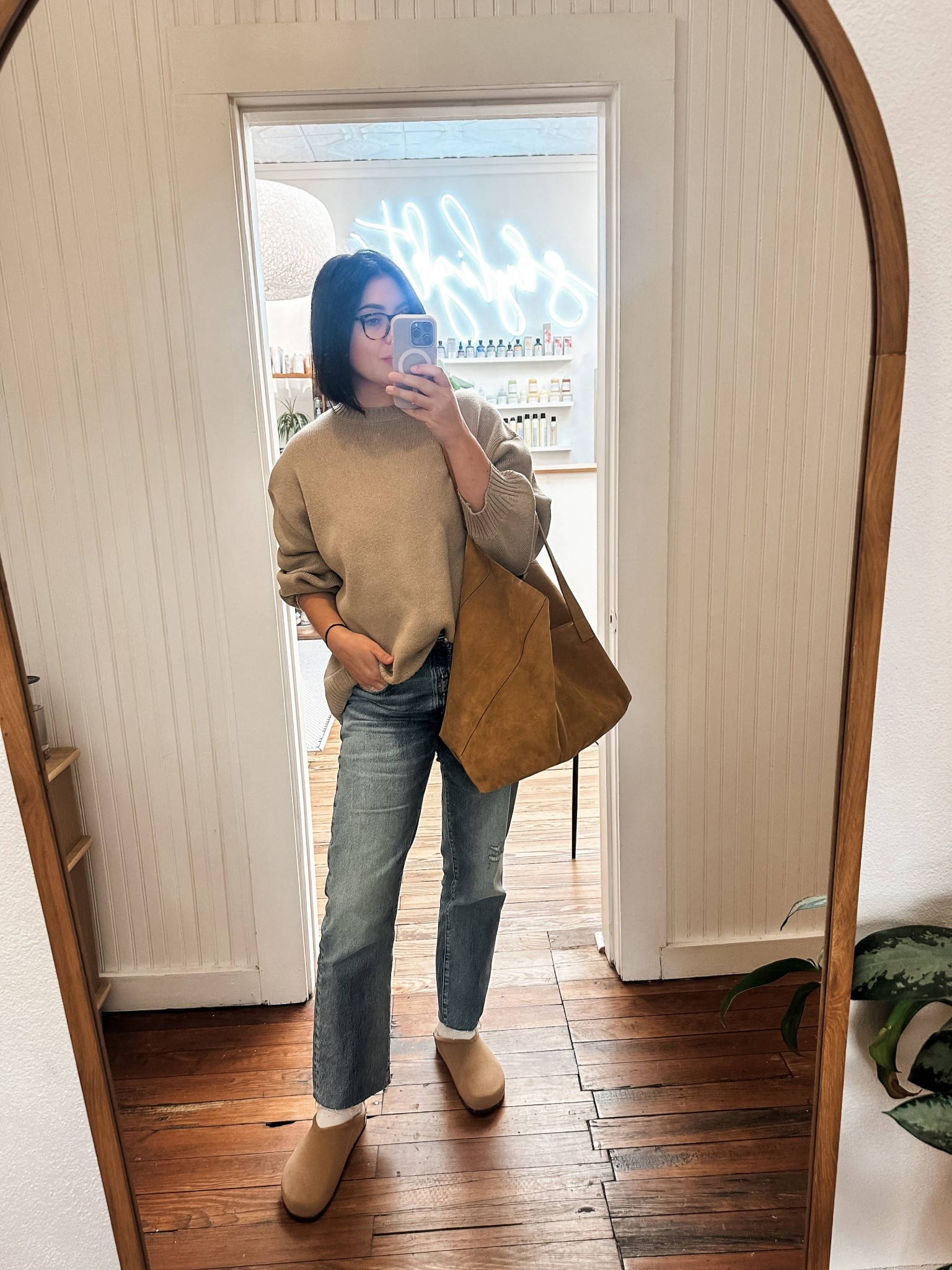 Finally a cold snap so I could wear my new Zara sweater!!

Size down it runs big! 
I’m in the medium of the sweater, 30 of the jeans. TTS. 