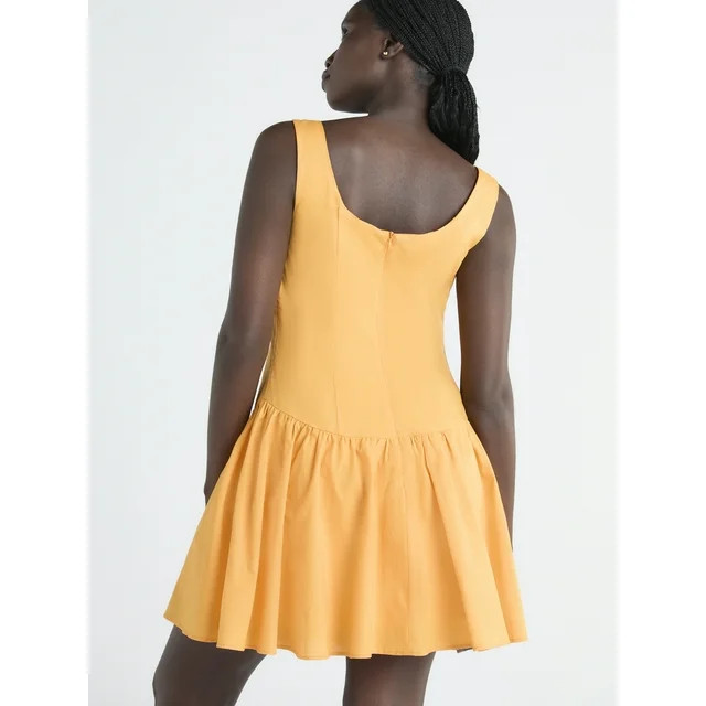 Scoop Women’s Cotton Poplin Mini Dress with Decorative Button Front, Sizes XS-XXL | Walmart (US)