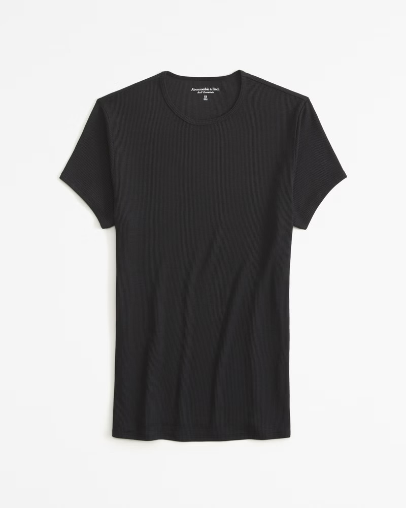 Abercrombie & Fitch Women's Featherweight Rib Tuckable Baby Tee in Black - Size XXS | Abercrombie & Fitch (US)