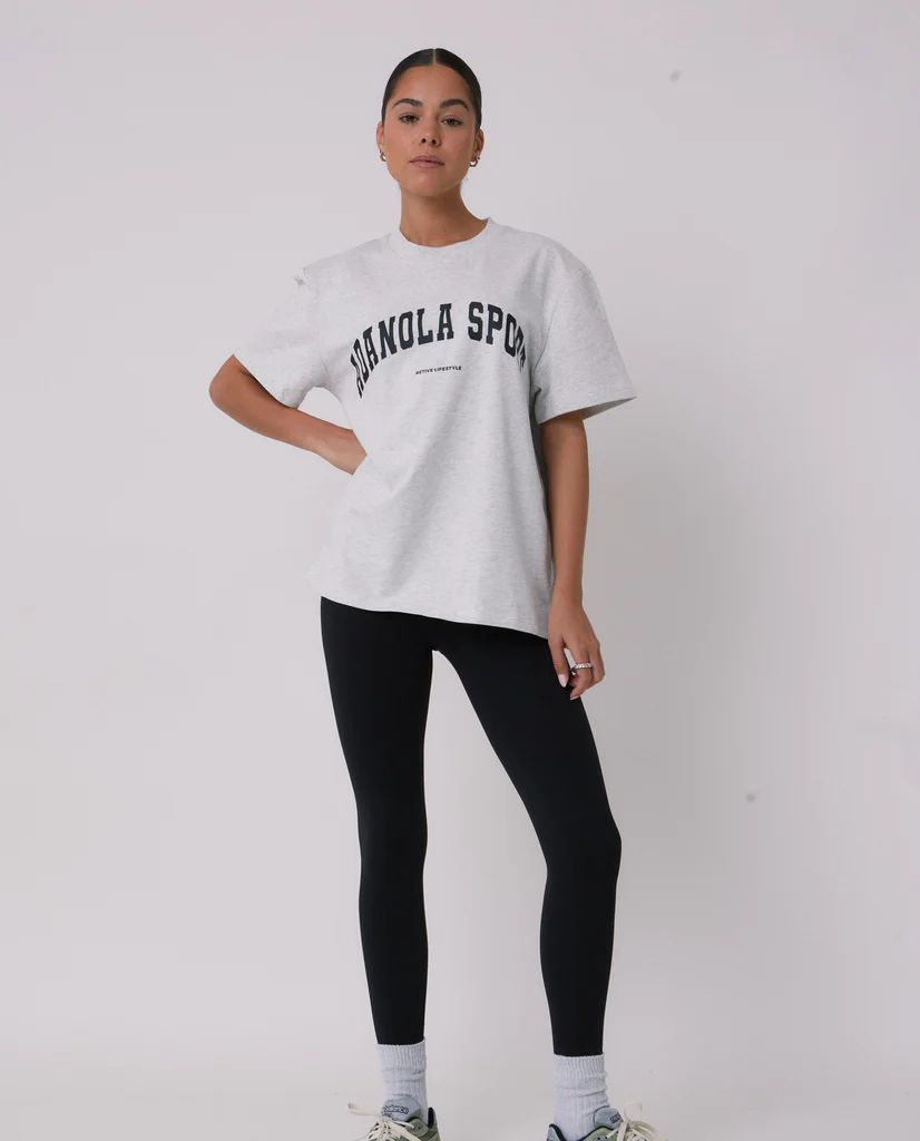 Adanola Sport Short Sleeve Oversized T-shirt - Grey Melange | Adanola UK
