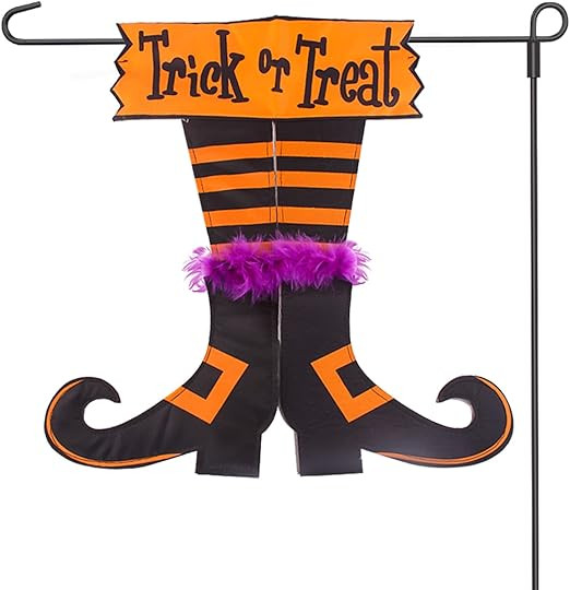 Happy Halloween Graden Flag Trick Or Treat Witch Feet Yard Outdoor Banner Decorations Home Decor ... | Amazon (US)