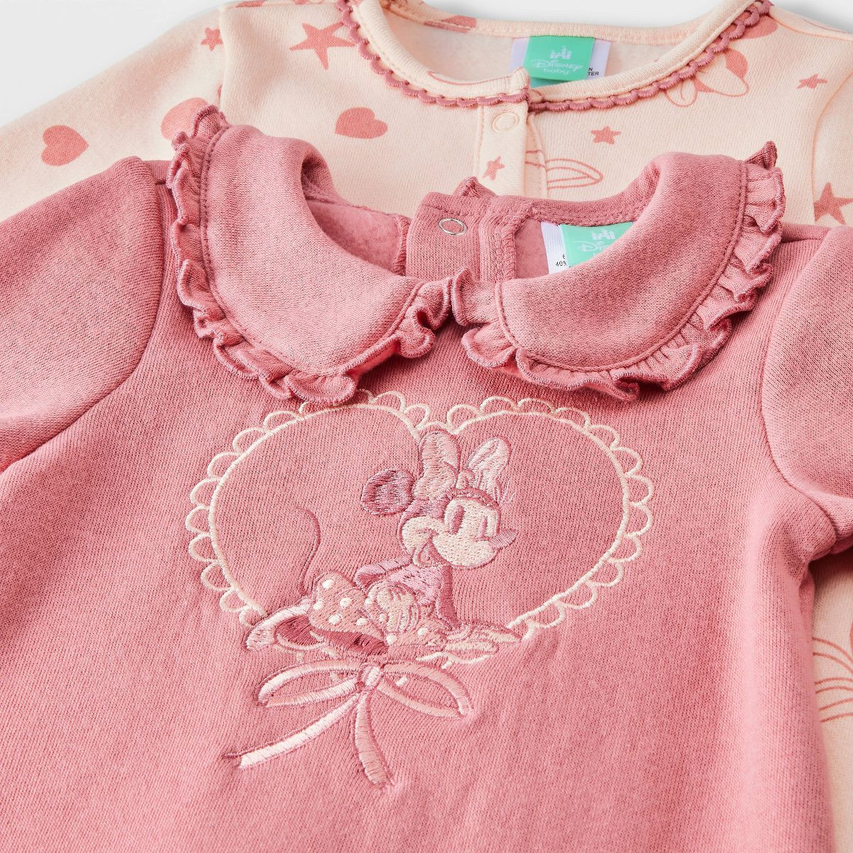 Baby Girls' 2pk Disney Minnie Mouse Long Sleeve Romper - Pink 18M | Target