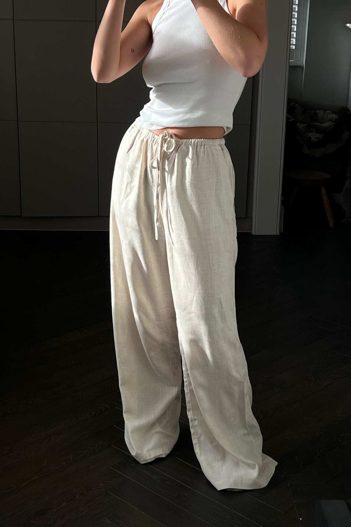 ASOS linen trousers - wearing size 8UK in normal length. Available in natural, back and white colours - petite, normal and tall lengths. Maternity also! Code LUCKY for 15% off 🩶

#LTKstyletip #LTKsalealert #LTKSeasonal