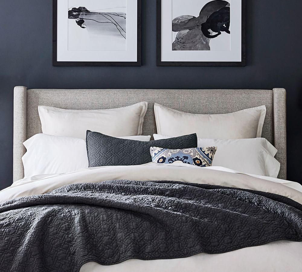 Elliot Shelter Upholstered Headboard, Queen, Park Weave Ash | Pottery Barn (US)