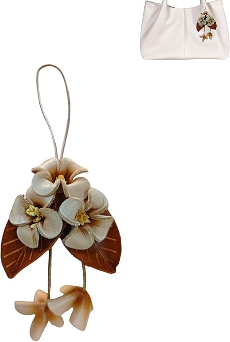 Genuine Leather Leaf Flower Bag Charm, Boho Accessories Leather Rose Flowers Key chain Purse Pend... | Amazon (US)