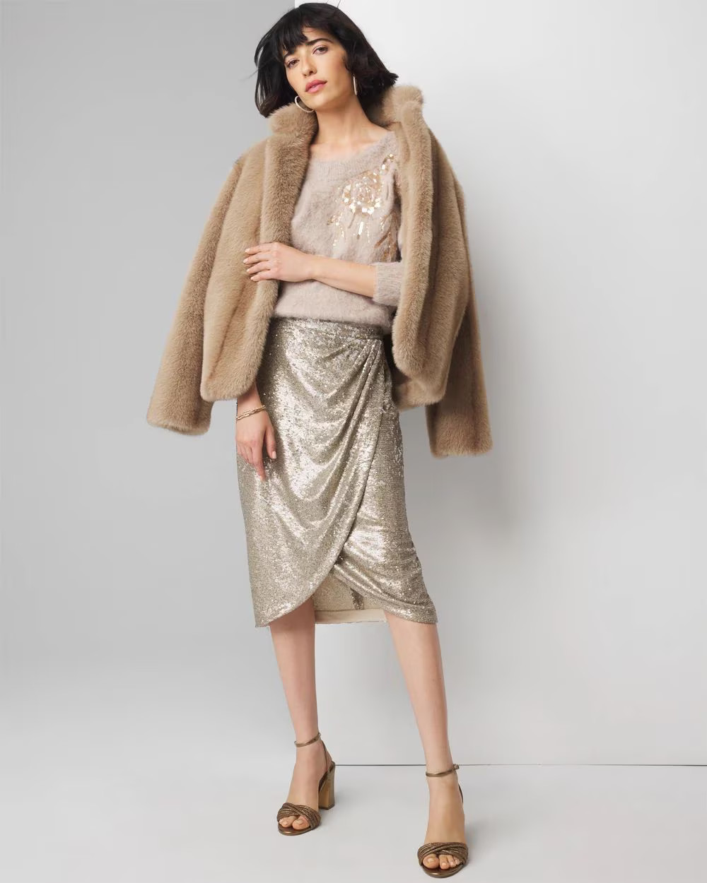 Sequin Wrap Skirt | White House Black Market